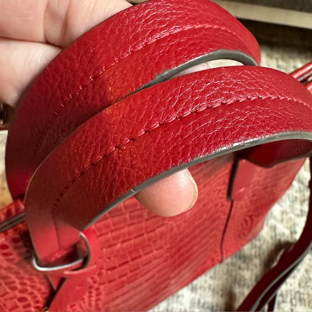 Radley London Womens Croc Embossed Leather Satchel Bag Red - Picture 6 of 12
